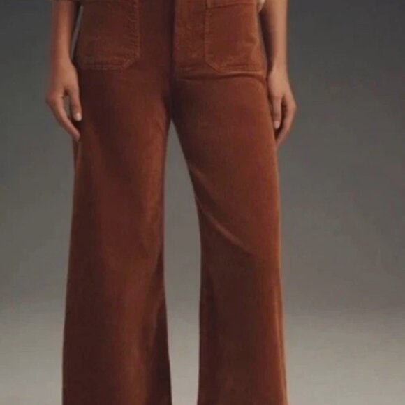 Anthropologie Maeve Colette Cropped Wide-Leg Corduroy Pants Carmel - Picture 15 of 16